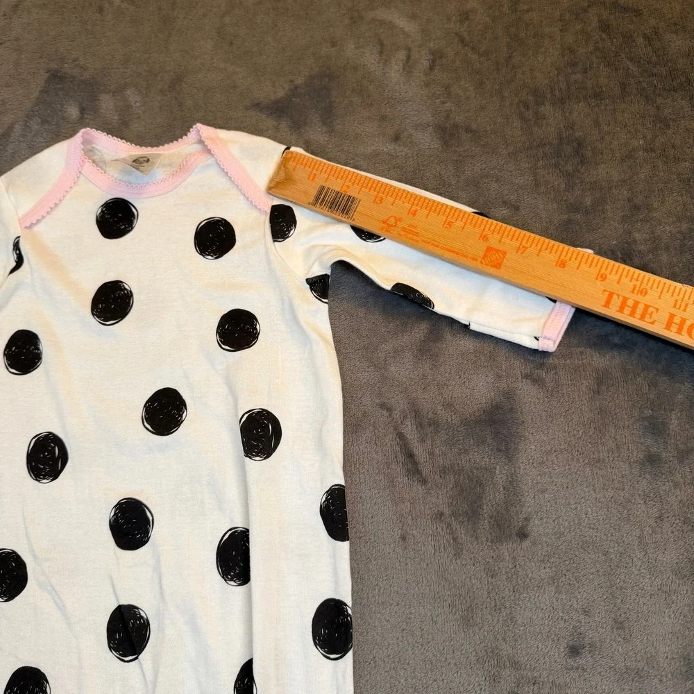 Gerber‎ Polka Dot Sleep Gown Kids 0-6 Months White Pink Trim Cotton